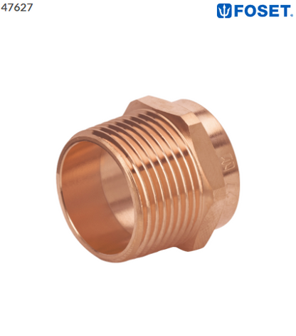 CONECTOR DE COBRE DE ROSCA EXTERIOR 1'', FOSET 47627 N