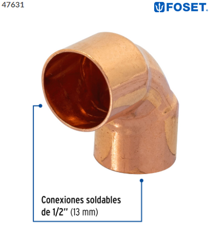 CODO DE COBRE 90° DE 1/2'', FOSET  47631 *L