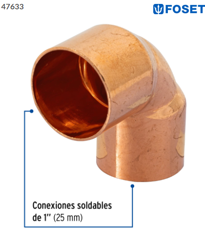 CODO DE COBRE 90° DE 1'', FOSET 47633 N