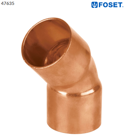 CODO DE COBRE 45° DE 3/4'', FOSET 47635 N