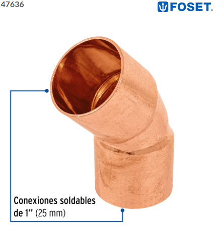 CODO DE COBRE 45° DE 1'', FOSET 47636 N
