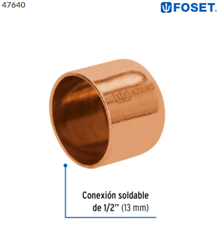 TAPÓN CAPA DE COBRE DE 1/2'', FOSET 47640 P