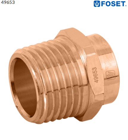 CONECTOR DE COBRE, ROSCA EXTERIOR 1/2'', FOSET 49653 N
