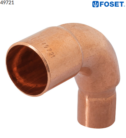 CODO 90ª REDUCCION DE COBRE DE 3/4'' X 1/2'', FOSET 49721 N