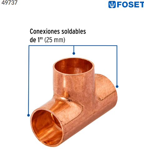TEE SENCILLA DE COBRE 1''. FOSET 49737 N