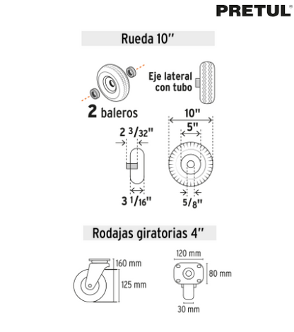 DIABLO DE CARGA CONVERTIBLE 3 EN 1, 270KG, PRETUL 26079 *