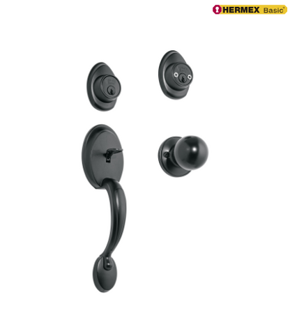 JALADERA, PERILLA Y CERROJO LLAVE- LLAVE, NEGRO, BASIC 27238 P