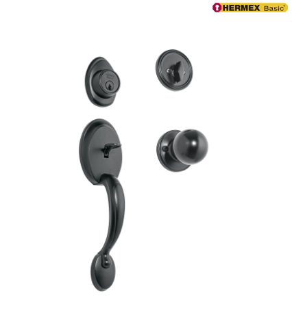 JALADERA, PERILLA Y CERROJO LLAVE-MARIPOSA, NEGRO, BASIC 27239 P