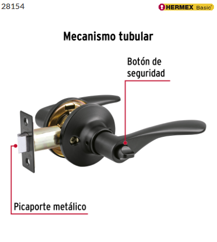 CERRADURA MANIJA ''MILÀN' P/BAÑO, NEGRO, CIL LATÒN, BASIC 28154 P