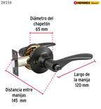 CERRADURA MANIJA ''MILÀN' P/BAÑO, NEGRO, CIL LATÒN, BASIC 28154 P