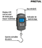 BÀSCULA ELECTRONICA COLGANTE, DE PILAS, 50KG, PRETUL 28180 *