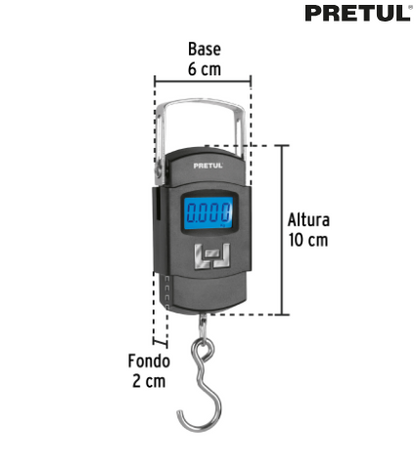 BÀSCULA ELECTRONICA COLGANTE, DE PILAS, 50KG, PRETUL 28180 *