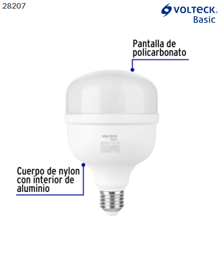 LÀMPARA LED ALTA POTENCIA 25W (EQUIV, 250W) LUZ DE DÌA, BASIC 28207 *