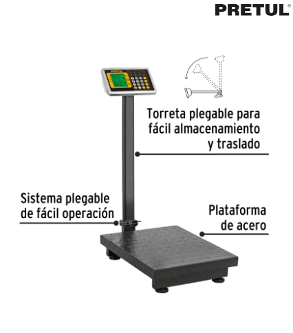 BÀSCULA ELETRONICA DE PLATAFORMA, PLEGABLE, 200KG. PRETUL 28462 *