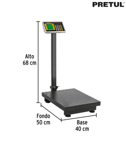 BÀSCULA ELETRONICA DE PLATAFORMA, PLEGABLE, 200KG. PRETUL 28462 *