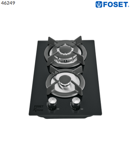 PARRILLA GAS EMPOTRABLE 30CM, 2 QUEM, VIDRIO NEGRO, RIVIERA 46249 P
