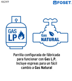 PARRILLA GAS EMPOTRABLE 30CM, 2 QUEM, VIDRIO NEGRO, RIVIERA 46249 P