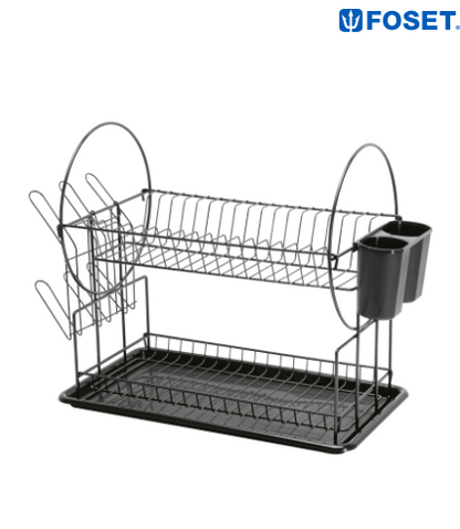 ESCURRIDOR NEGRO DE ACERO CON 2 NIVELES PARA TRASTES 47501 P