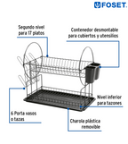 ESCURRIDOR NEGRO DE ACERO CON 2 NIVELES PARA TRASTES 47501 P