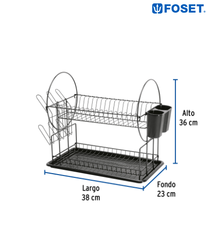 ESCURRIDOR NEGRO DE ACERO CON 2 NIVELES PARA TRASTES 47501 P