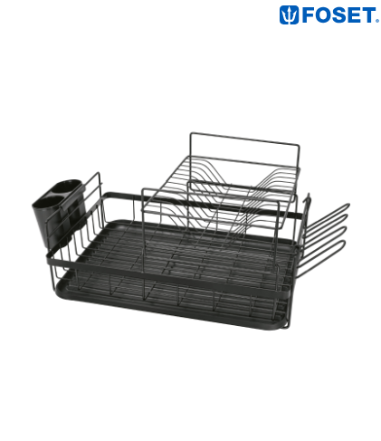 ESCURRIDOR NEGRO DE ACERO CON 2 NIVELES PARA TRASTES, GRANDE 47502 P