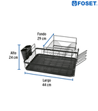 ESCURRIDOR NEGRO DE ACERO CON 2 NIVELES PARA TRASTES, GRANDE 47502 P