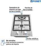 PARRILLA GAS EMPOTRABLE 30CM. 2 QUEM, ACERO INOX, RIVIERA 48320 P