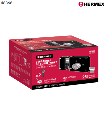 CERRADURA SOBREPONER IZQ INSTALA-FACÍL, TRADICIONAL, NEGRO 48368 *