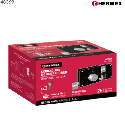 CERRADURA SOBREPONER DER INTALA-FÁCIL, TRADICIONAL, NEGRO 48369 *