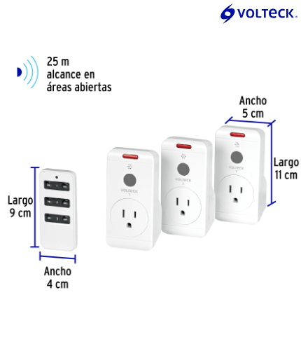 JUEGO DE 3 CONTACTOS CON CONTROL REMOTO, VOLTECK 49489 P