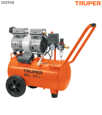 COMPRESOR DE AIRE, SILENCIOSO LIBRE DE ACEITE, 25 L, 2HP 102958 *