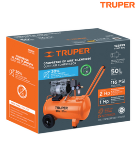 COMPRESOR DE AIRE, SILENCIOSO LIBRE DE ACEITE, 50L, 2HP 102959 *