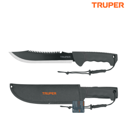 MACHETE DOBLE FILO 10'' CACHA INYECTADA, CON FUNDA, TRUPER 103015 *