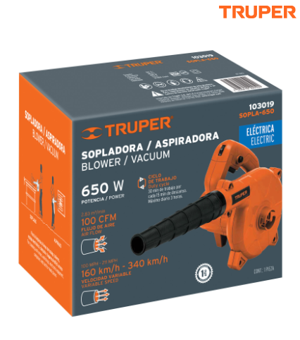 SOPLADORA/ASPIRADORA ELÈCTRICA 650 W, TRUPER 103019 P