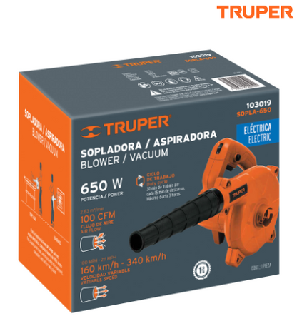 SOPLADORA/ASPIRADORA ELÈCTRICA 650 W, TRUPER 103019 P