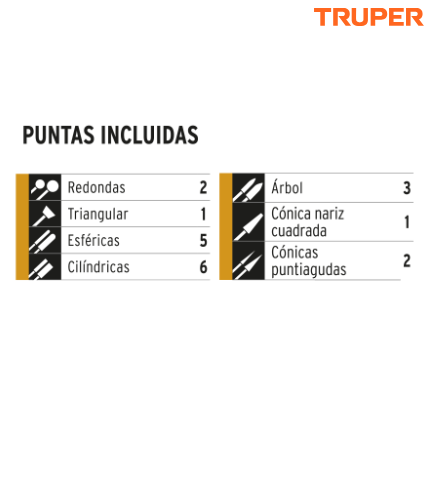 JUEGO DE 20 PUNTAS DIAMANTADAS PRA MOTOTOOL, TRUPER 103032 *