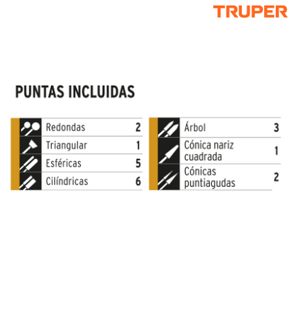 JUEGO DE 20 PUNTAS DIAMANTADAS PRA MOTOTOOL, TRUPER 103032 *