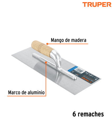 LLANA MINI CANTO RECTO 8'', 6 REMACHES, MGO DE MADERA, TRUPER 103037 *