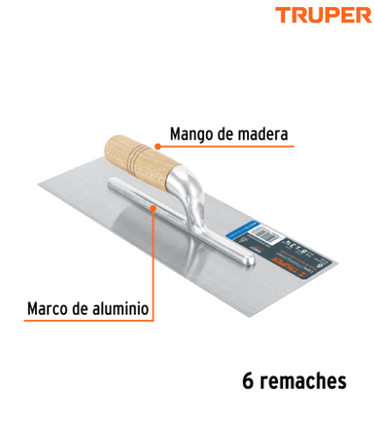 LLANA MINI CANTO RECTO 8'', 6 REMACHES, MGO DE MADERA, TRUPER 103037 *