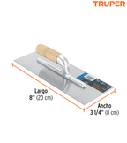 LLANA MINI CANTO RECTO 8'', 6 REMACHES, MGO DE MADERA, TRUPER 103037 *