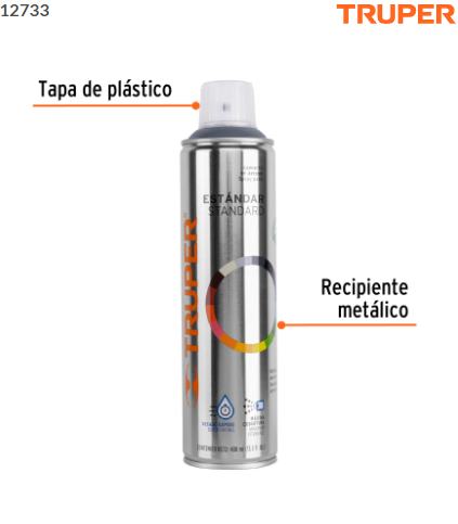 PINTURA EN AEROSOL, GRIS ACERO, 400ML, TRUPER 12733 *