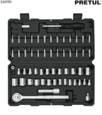 JUEGO DE 60 HERRAMIENTAS 1/4'' Y 3/8'' PARA MECÀNICO, PRETUL 26090 *