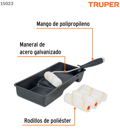 KIT DE RODILLO PARA PINTAR, 4'' (MANERAL, CHAROLA Y FELPA 15023 *