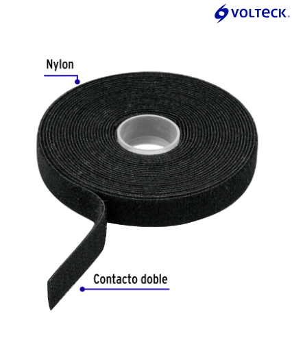 ROLLO DE 10M DE CINTA REUSABLE DE CONTACTO DOBLE, VOLTECK