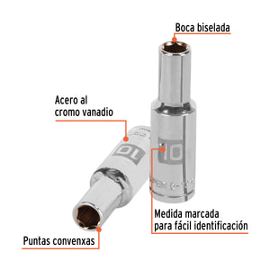 DADO LARGO DE 10 MM, 6 PUNTAS, CUADRO 1/2', TRUPER 13350 N