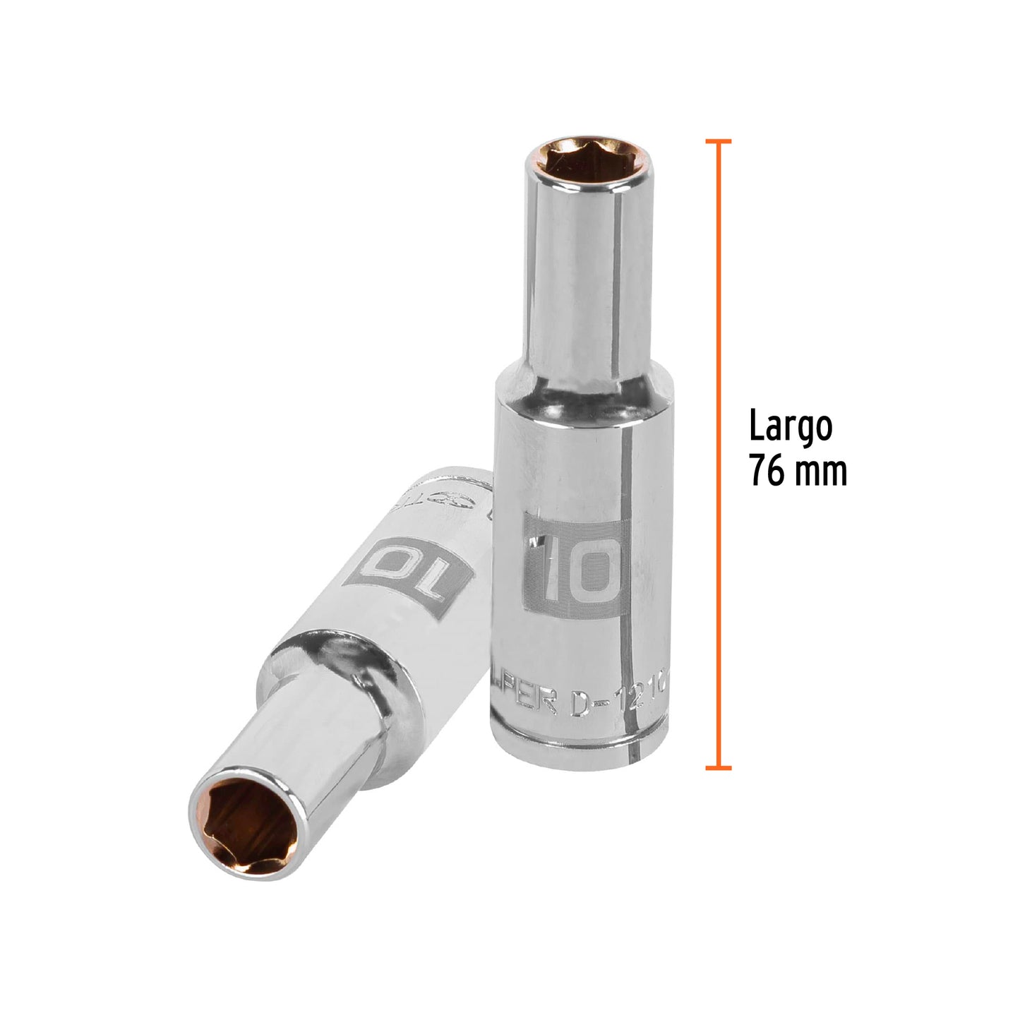 DADO LARGO DE 10 MM, 6 PUNTAS, CUADRO 1/2', TRUPER 13350 *