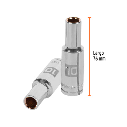 DADO LARGO DE 10 MM, 6 PUNTAS, CUADRO 1/2', TRUPER 13350 *