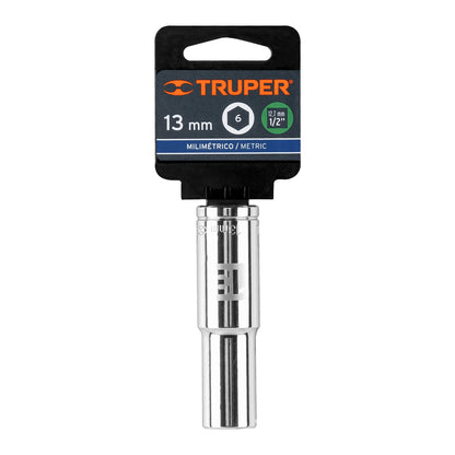 DADO LARGO DE 13 MM, 6 PUNTAS CUADRO 1/2'', TRUPER 13353 P