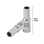 DADO LARGO DE 13 MM, 6 PUNTAS CUADRO 1/2'', TRUPER 13353 P