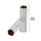 DADO LARGO DE 16MM, 6 PUNTAS, CUADRO 1/2'', TRUPER 13356 P